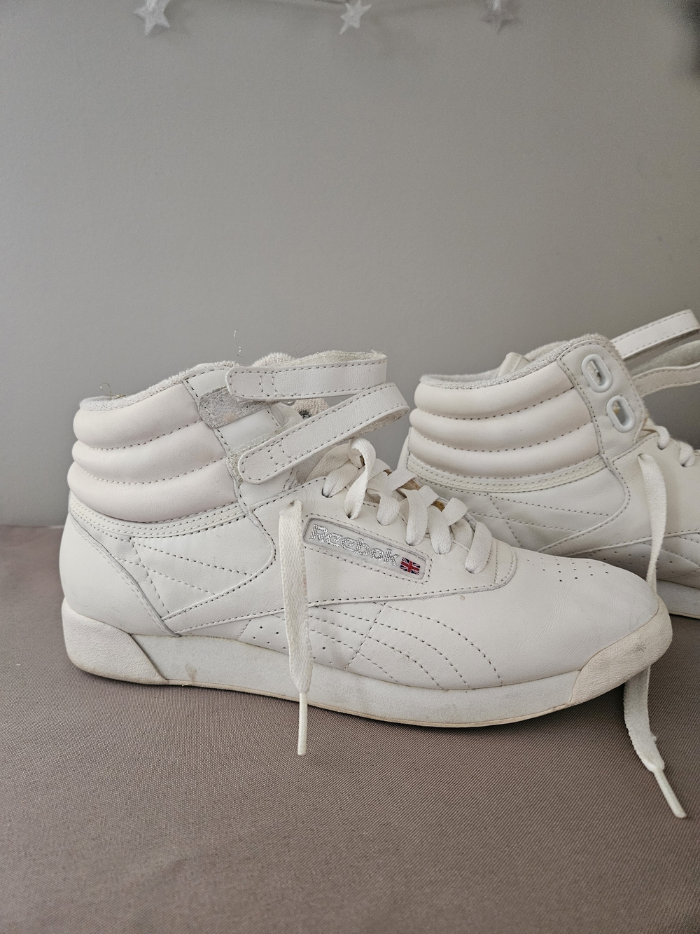 Reebok Classic Women's White High-Top Leather Sneakers with Strap